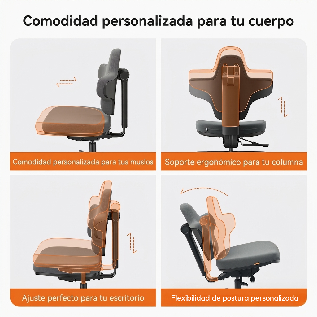 Silla Ergonómica Dinámica con Soporte Lumbar Adaptable