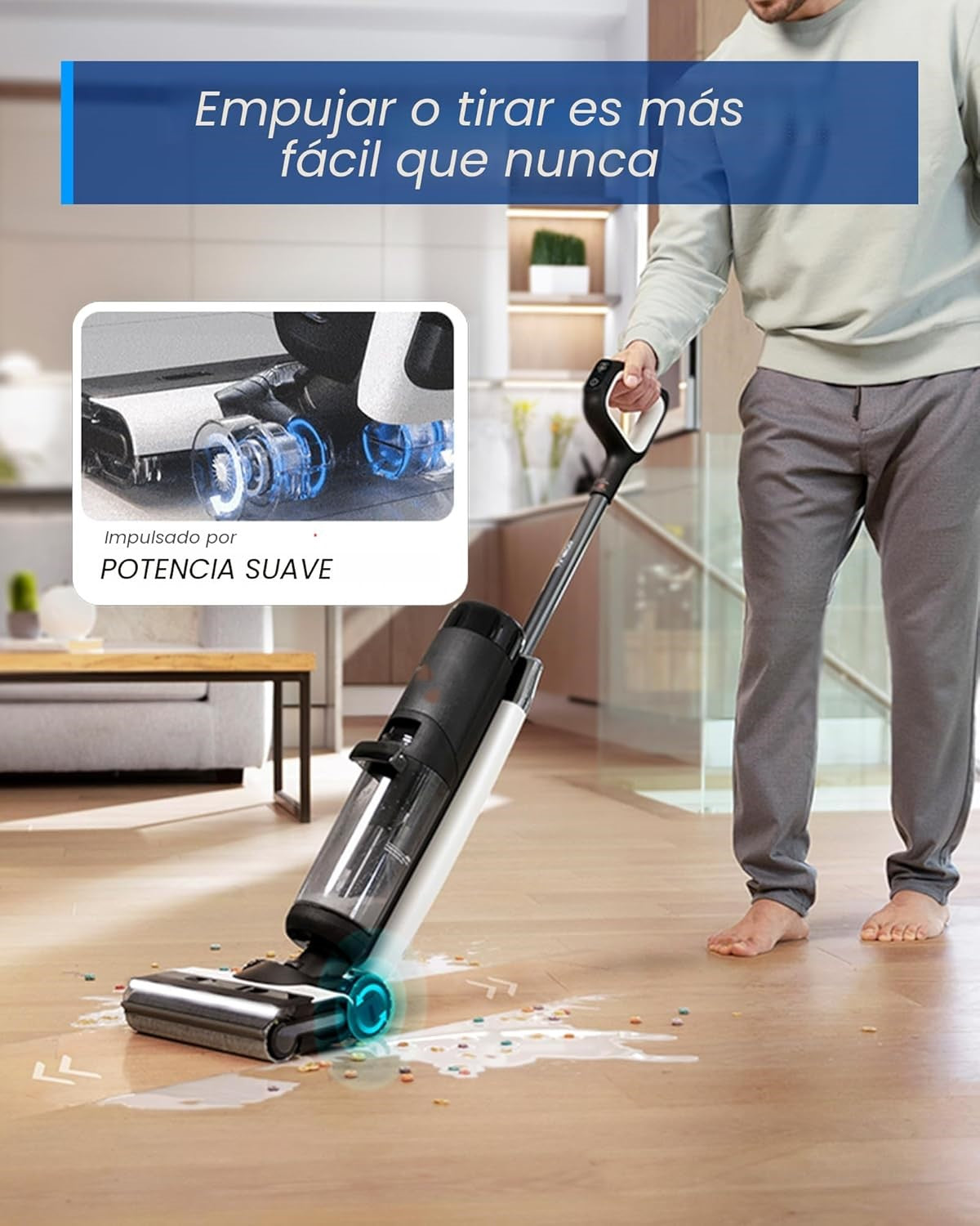 Aspiradora y Trapeadora Inteligente de Secado Rápido