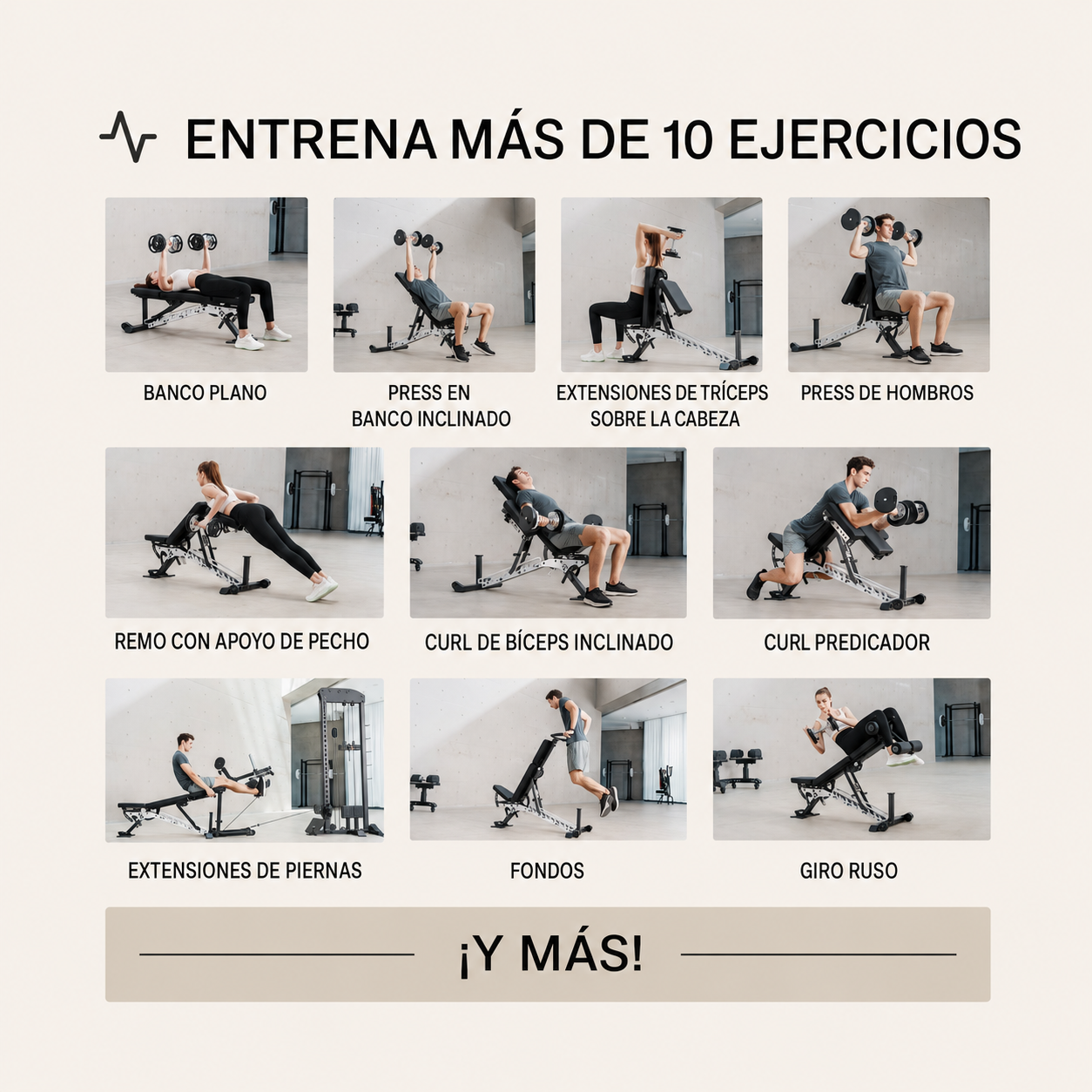 Banco de Pesas Ajustable Alpha Pro 10 en 1
