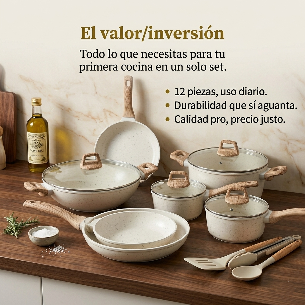 EleganceChef Pro-Set: 5 Sartenes + 4 Protectores