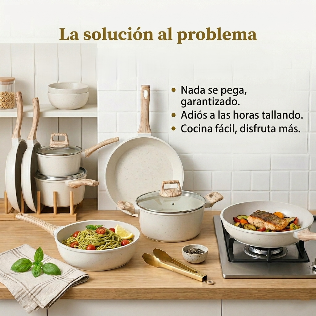 EleganceChef Pro-Set: 5 Sartenes + 4 Protectores