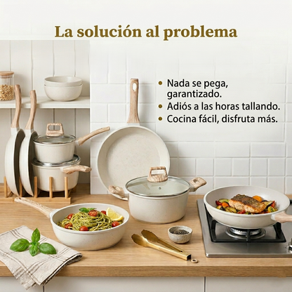 EleganceChef Pro-Set: 5 Sartenes + 4 Protectores