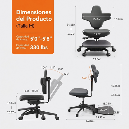 Silla Ergonómica Dinámica con Soporte Lumbar Adaptable
