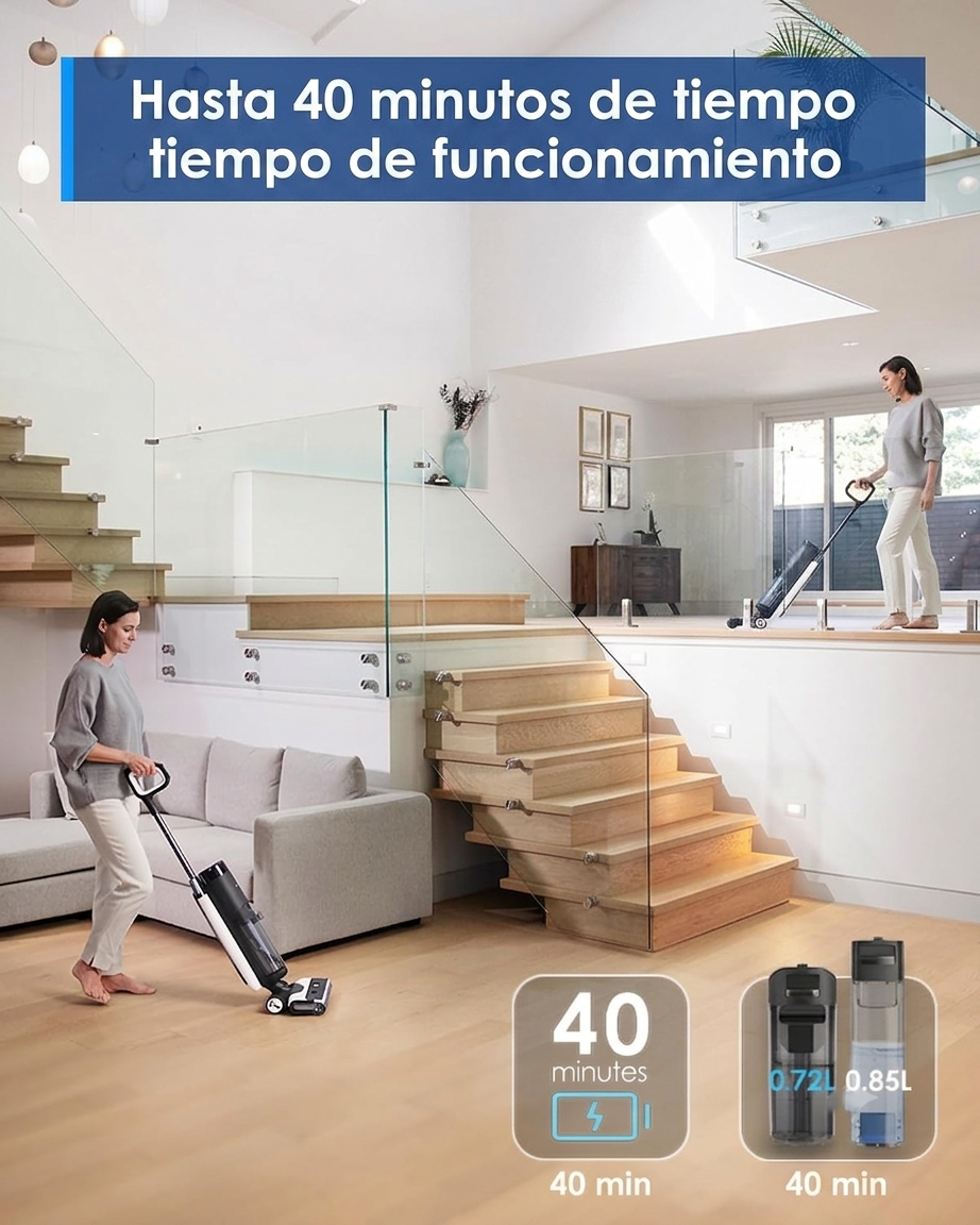 Aspiradora y Trapeadora Inteligente de Secado Rápido