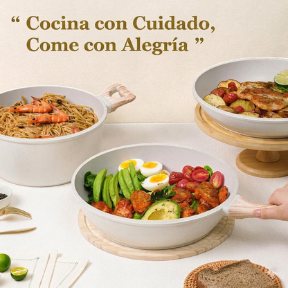EleganceChef Pro-Set: 5 Sartenes + 4 Protectores