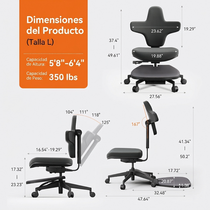Silla Ergonómica Dinámica con Soporte Lumbar Adaptable