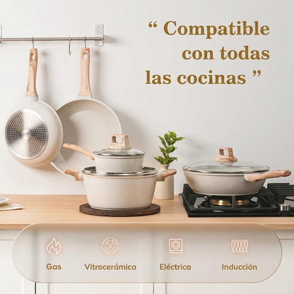 EleganceChef Pro-Set: 5 Sartenes + 4 Protectores